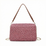Borsa a Tracolla in Woven Straw Viola