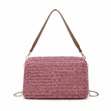 Borsa a Tracolla in Woven Straw Viola