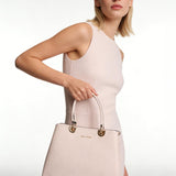 Bolso de hombro de piel vegana beige