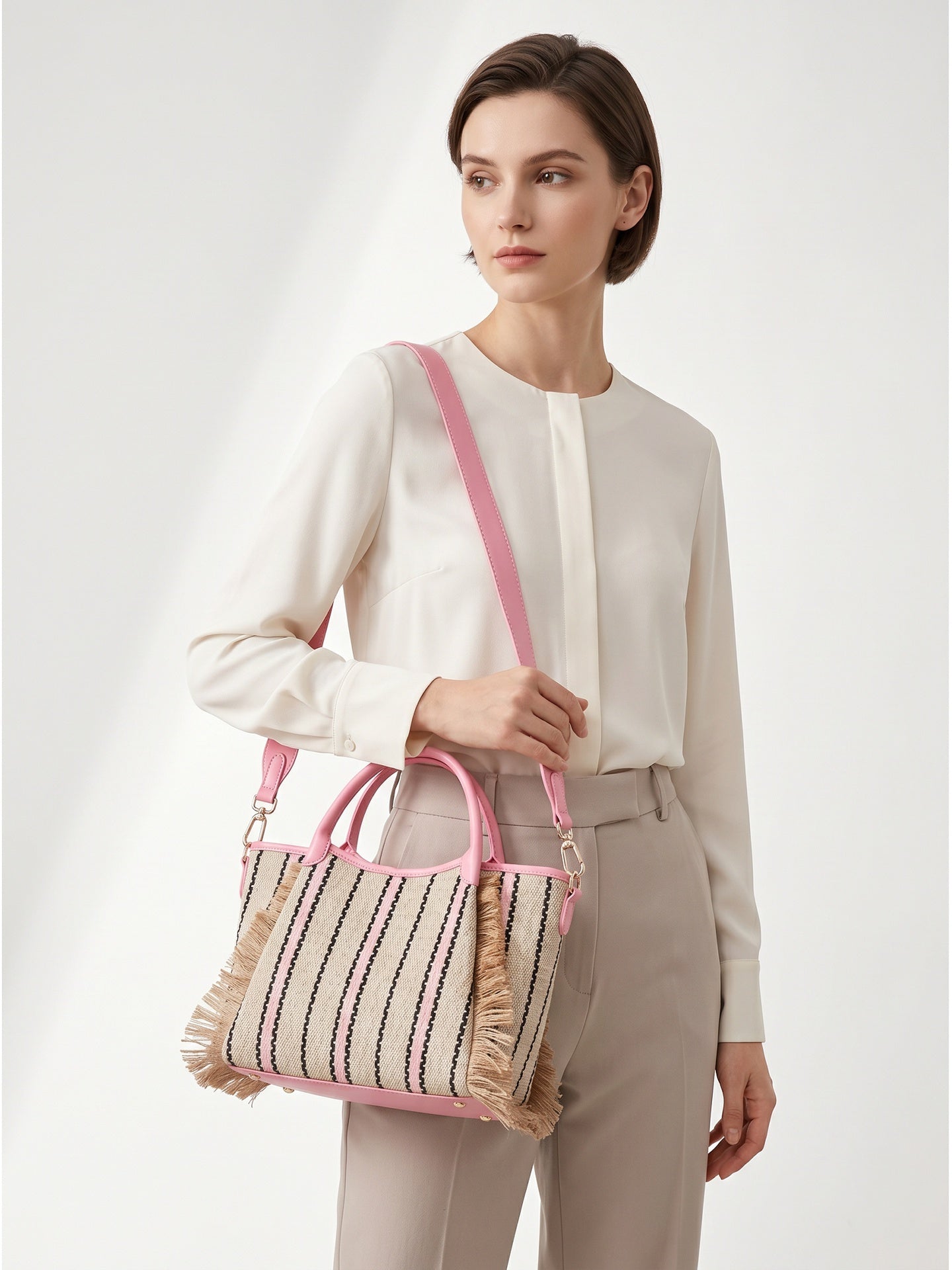 Borsa Shopper in Cotone Rosa