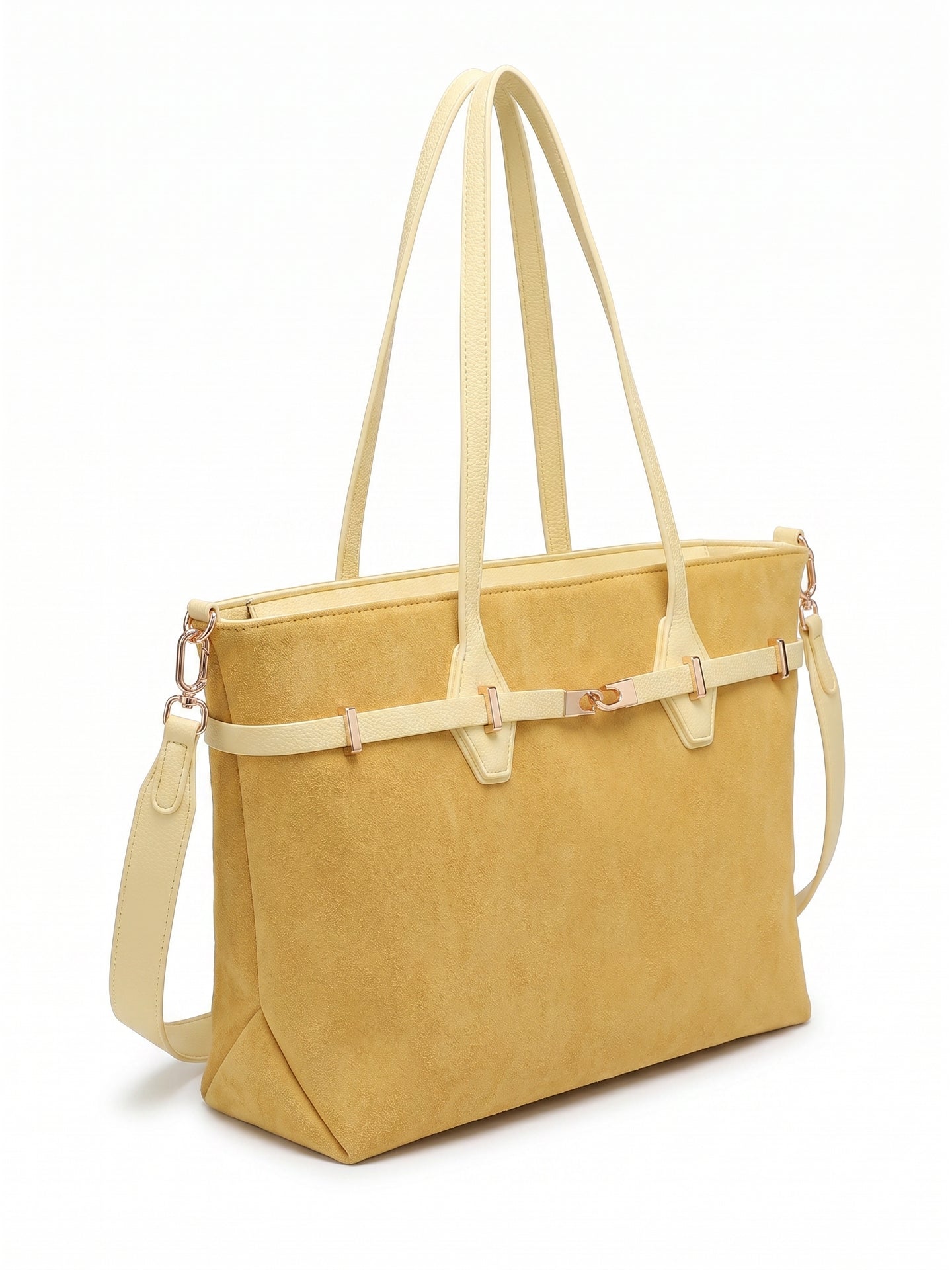 Borsa a Mano in Pelle Vegana Giallo