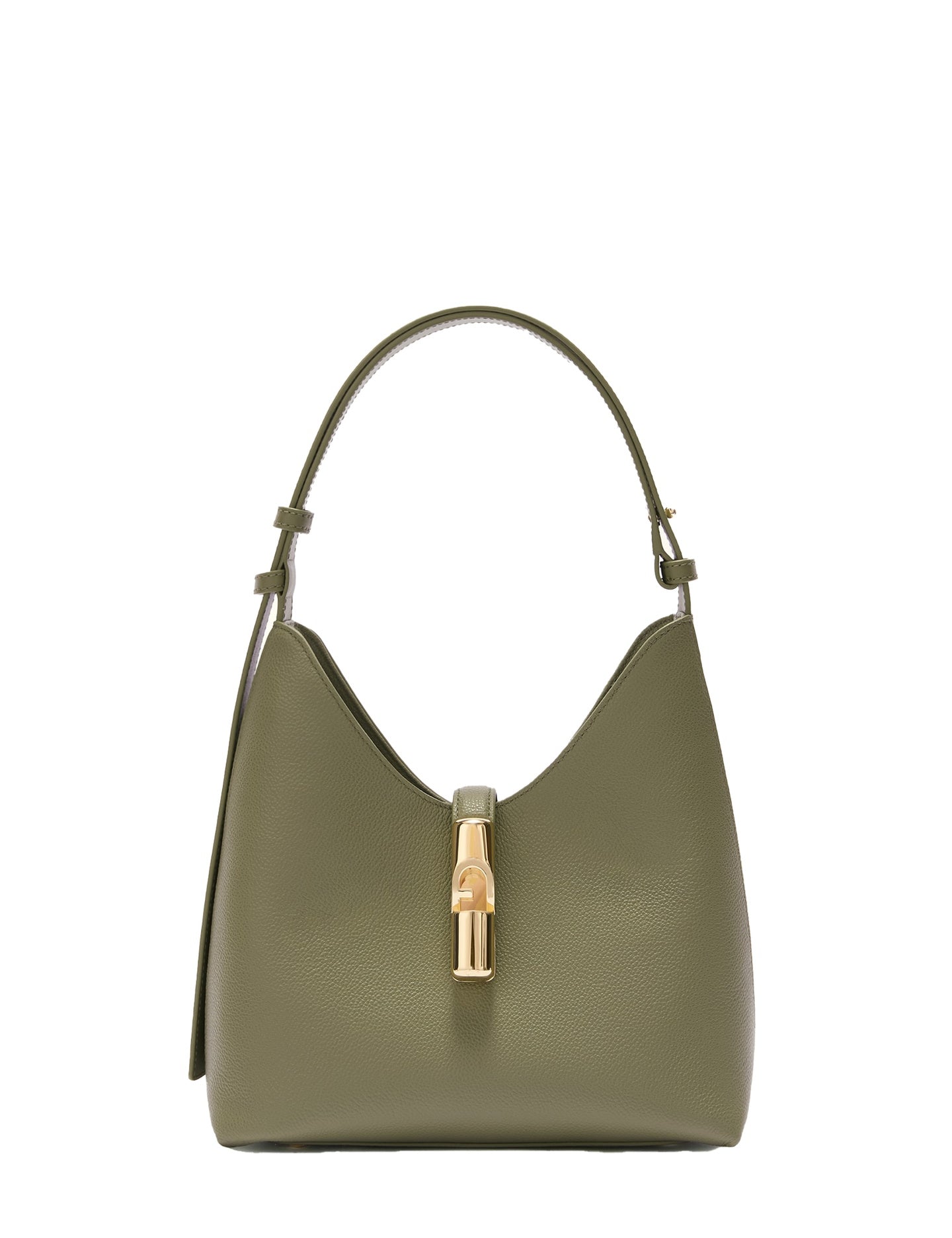 Borsa a Spalla in Vera Pelle Verde Militare Furla