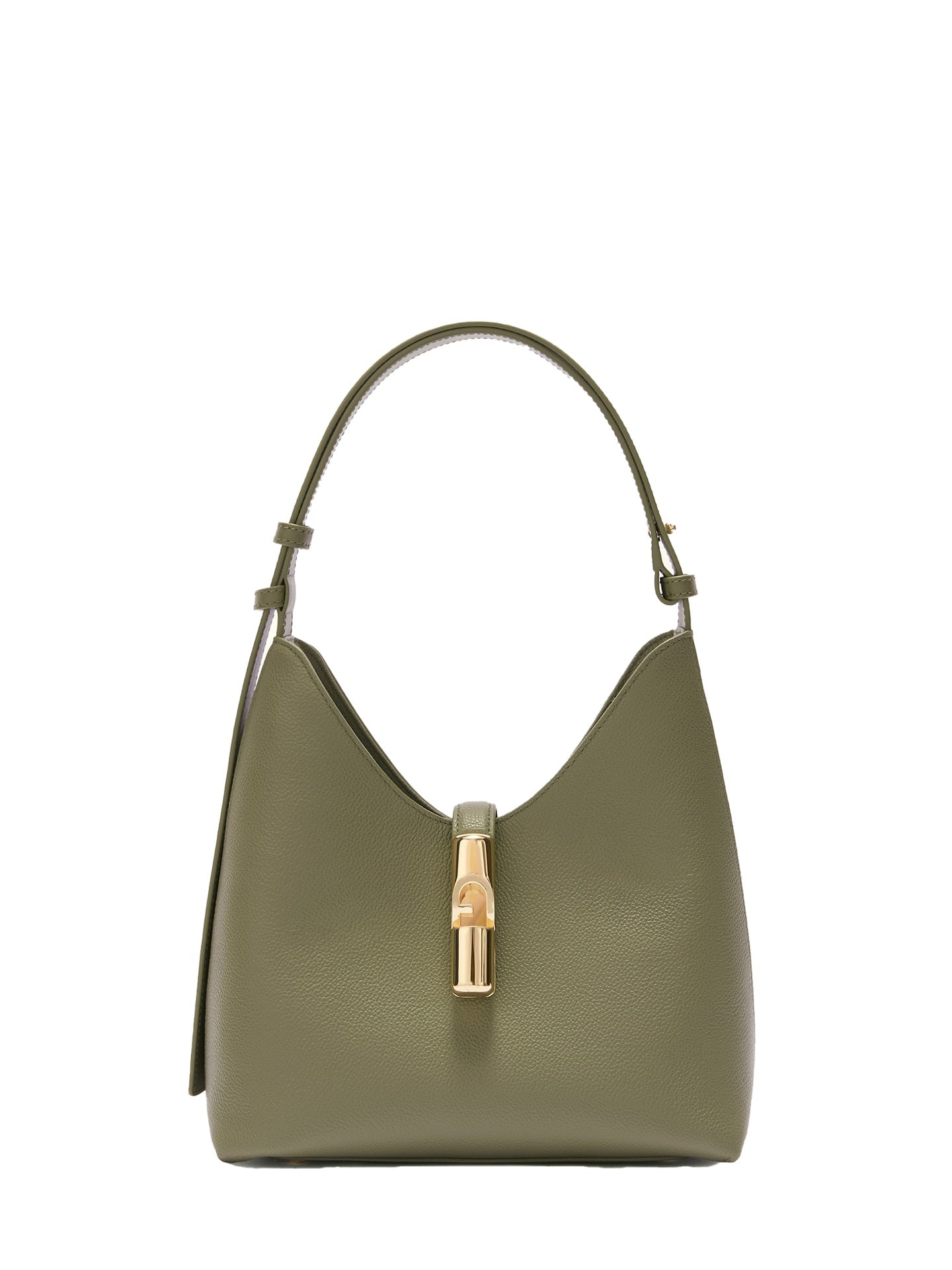 Borsa a Spalla in Vera Pelle Verde Militare Furla