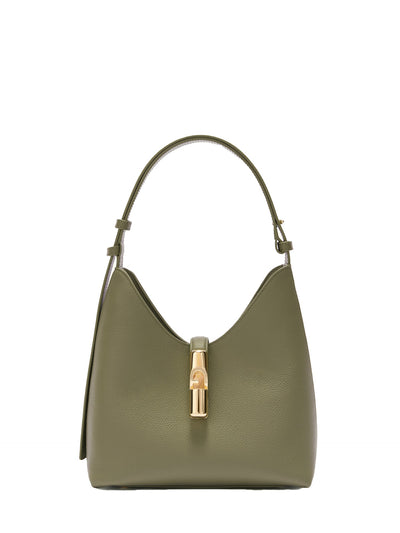 Borsa a Spalla in Vera Pelle Verde Militare