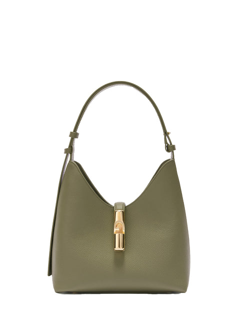 Borsa a Spalla in Vera Pelle Verde Militare