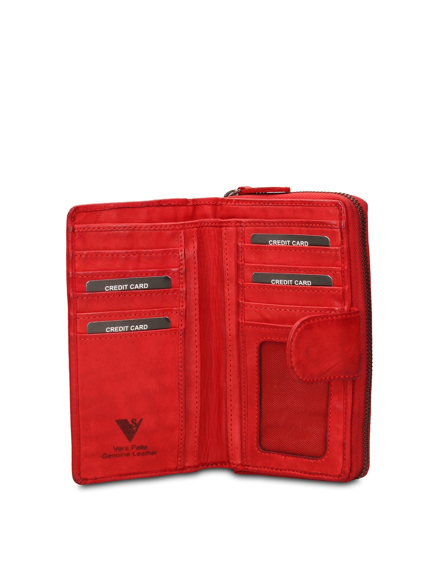 Portafoglio in Vera Pelle Rosso