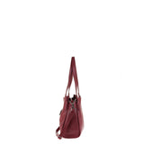 Bolso de hombro de piel auténtica color burdeos