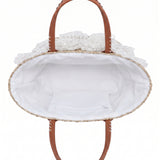 Borsa Shopper in Rattan Bianco