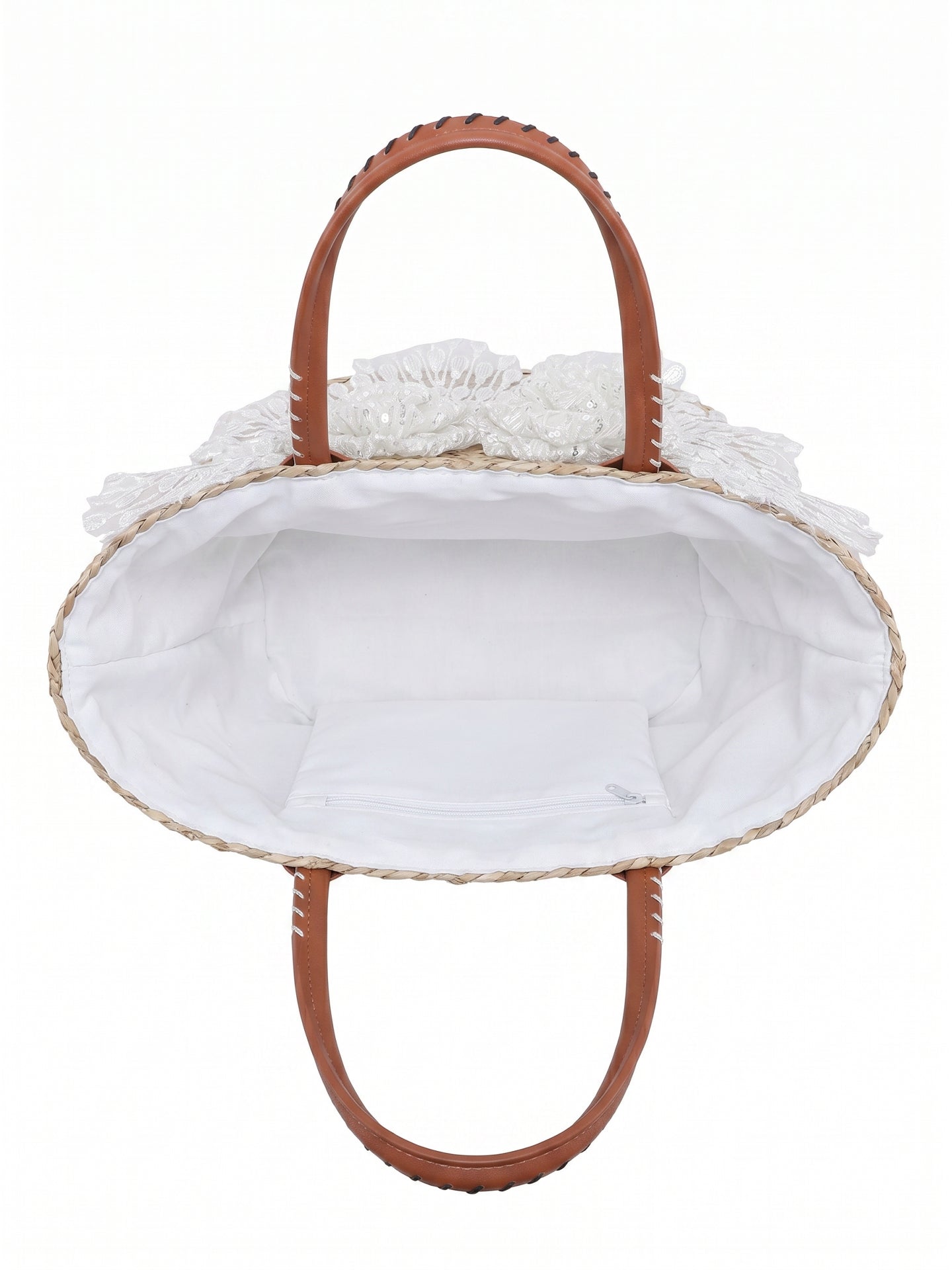 Borsa Shopper in Rattan Bianco