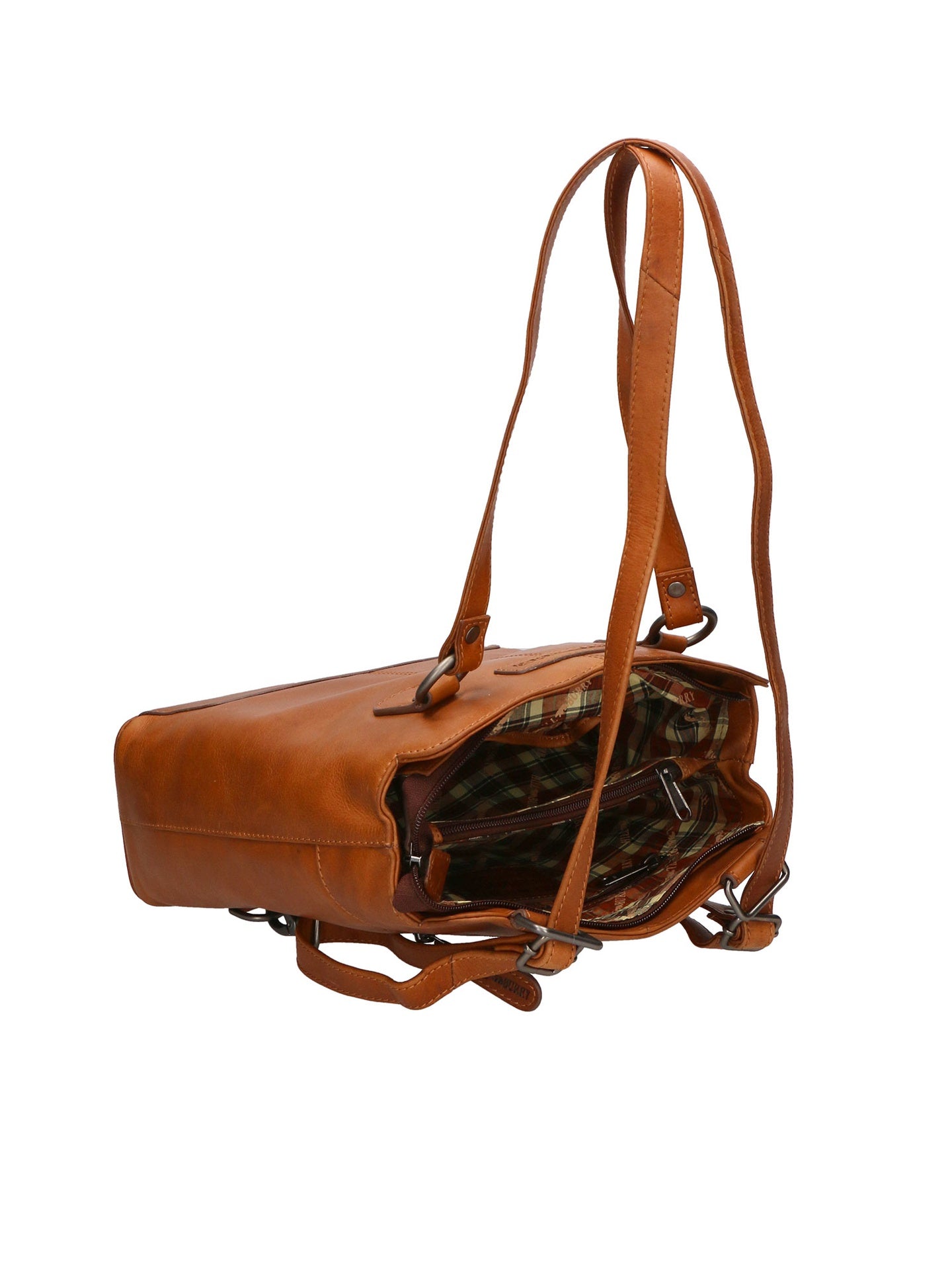 Borsa a Spalla Convertibile in Zaino in Vera Pelle Marrone