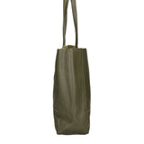 Borsa a Mano in 100% Cow Leather Verde Militare
