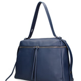 Borsa a Mano in Vera Pelle Blu Jeans