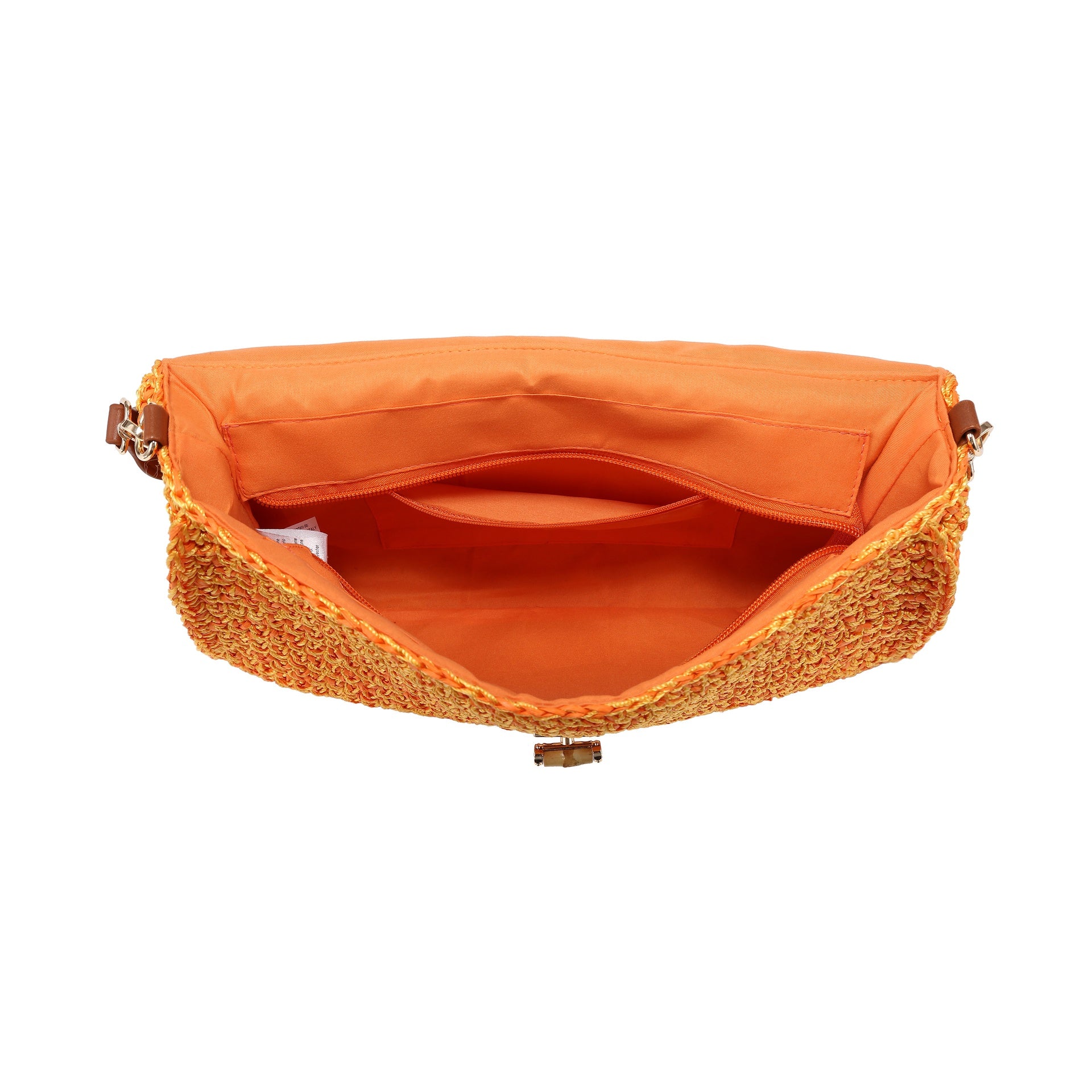 Borsa a Tracolla in Woven Straw Giallo