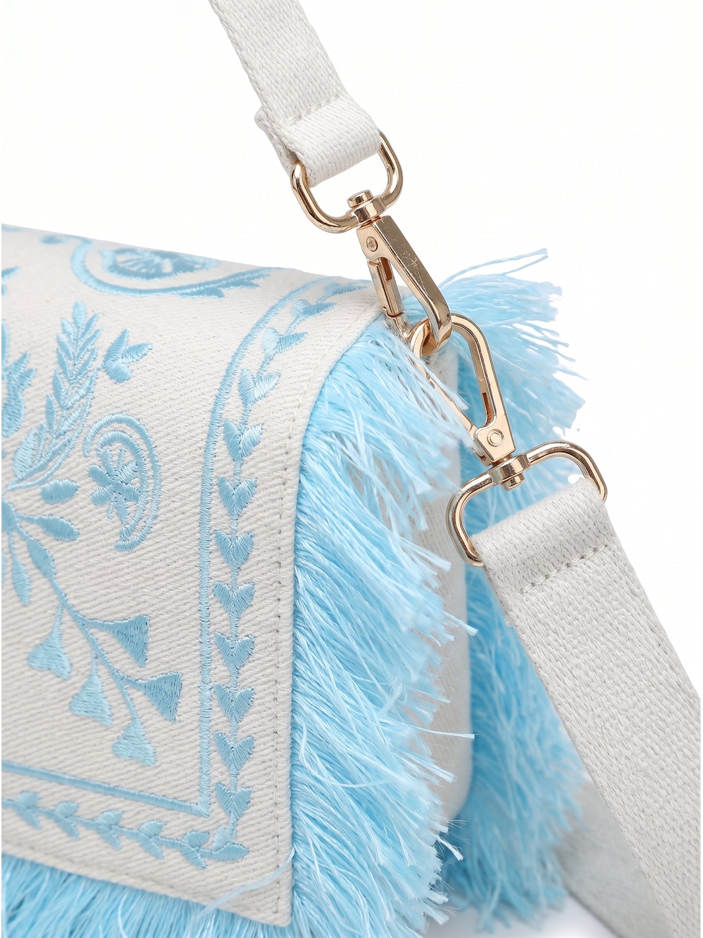 Borsa a Spalla in Cotone Blu