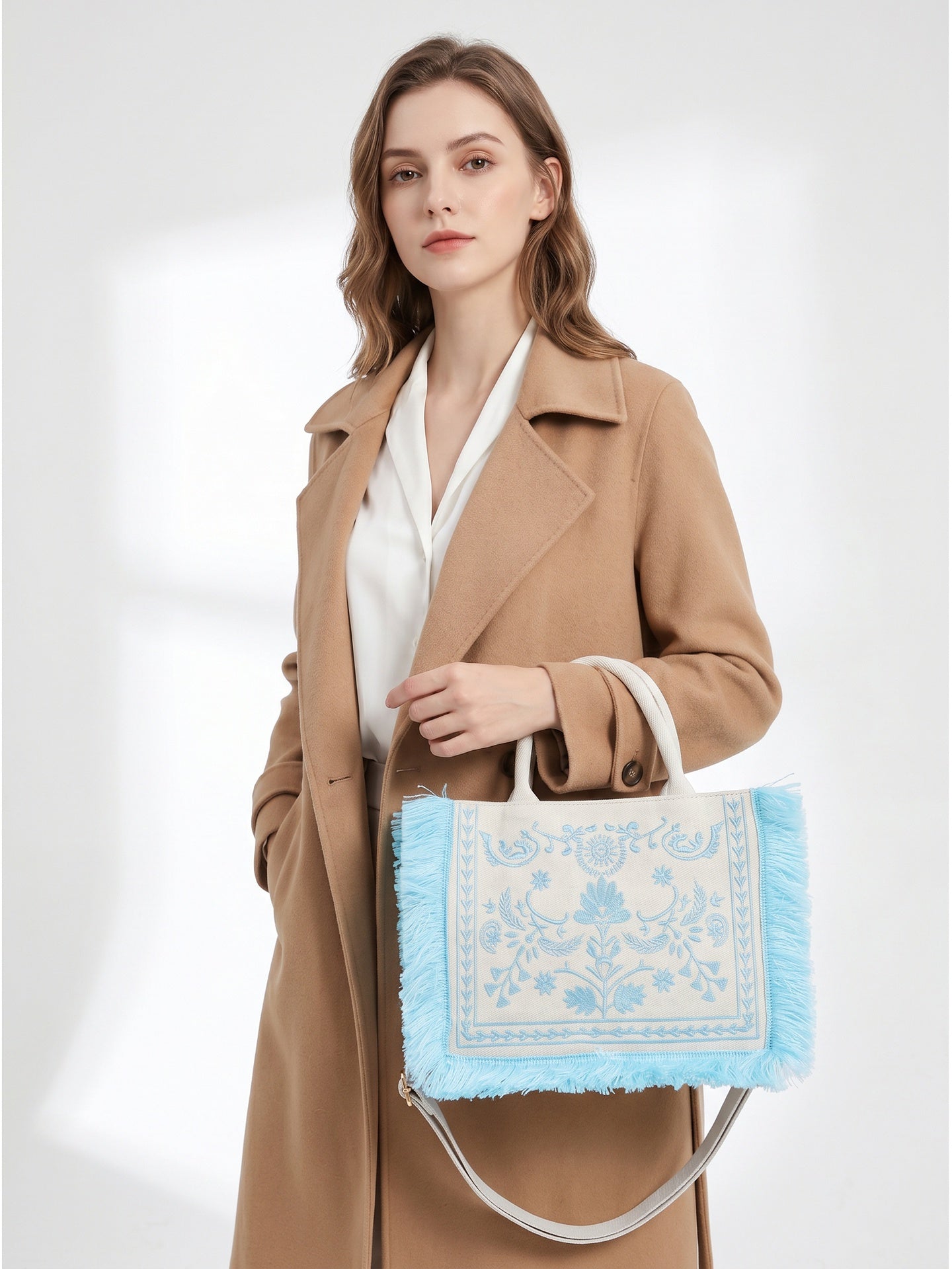 Borsa a Mano in Cotone Blu