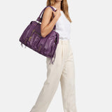 Borsa a Spalla in Genuine Printed Suede Leather Viola