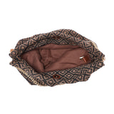 Bolso de hombro de poliéster negro y marrón