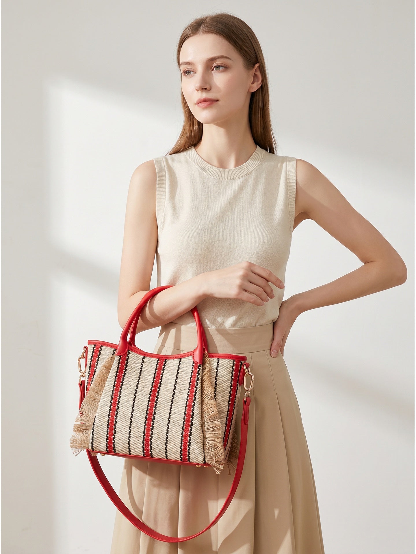 Borsa Shopper in Cotone Rosso