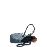 Borsa a Mano in Pelle Vegana Blu Jeans
