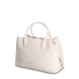 Weiße vegane Lederhandtasche