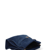 Borsa a Mano in Vera Pelle Blu Jeans
