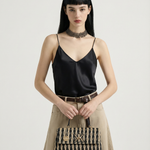 Borsa a Tracolla in Poliestere Nero e Beige Kassandra