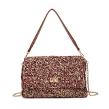 Borsa a Tracolla in Woven Straw Bordeaux