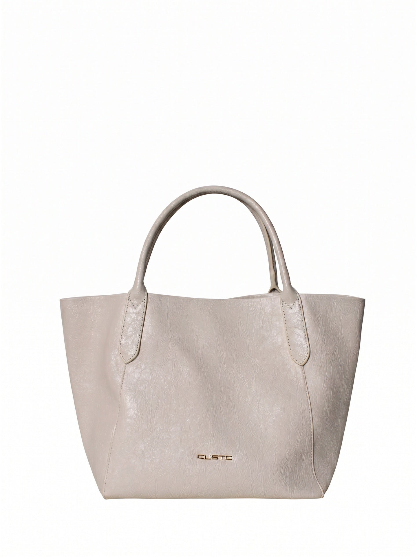 Borsa a Mano in Pelle Vegana Panna