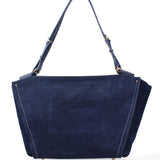 Borsa a Spalla in Vera Pelle Blu Jeans