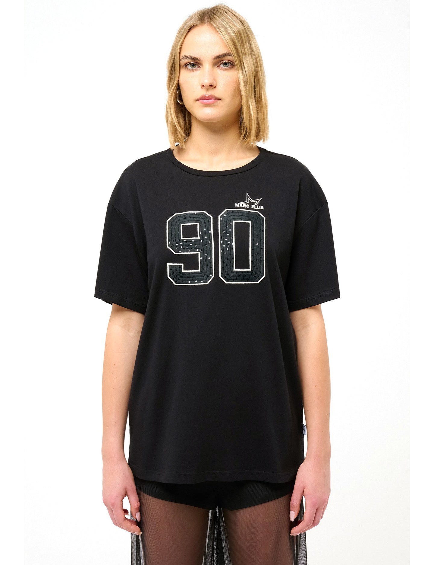 T-shirt Donna Ninfea Ultra in Cotone Nero Marc Ellis