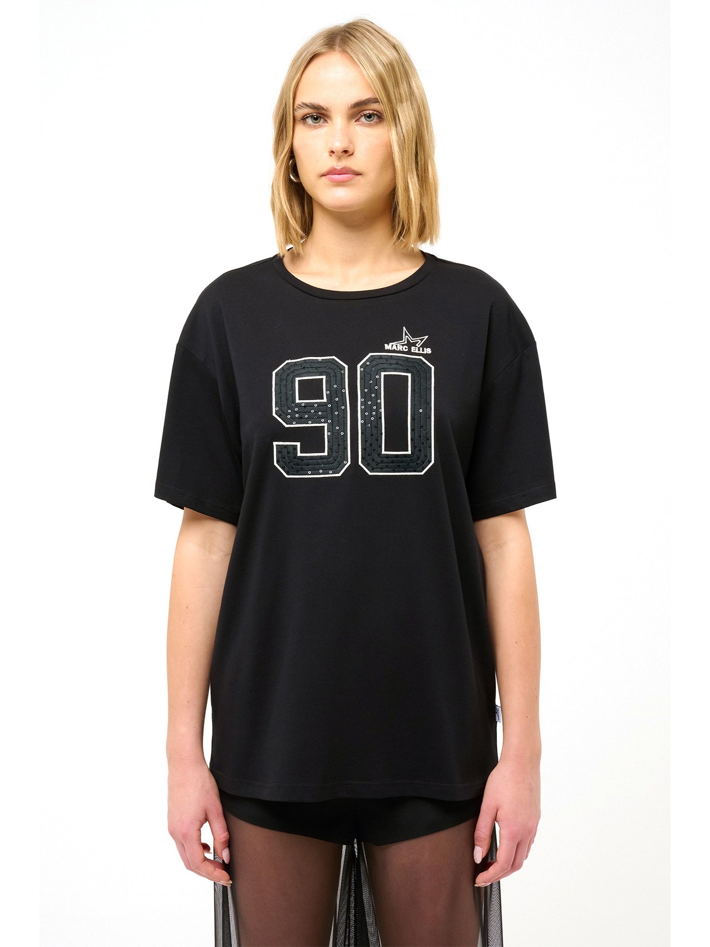 T-shirt Donna Ninfea Ultra in Cotone Nero Marc Ellis