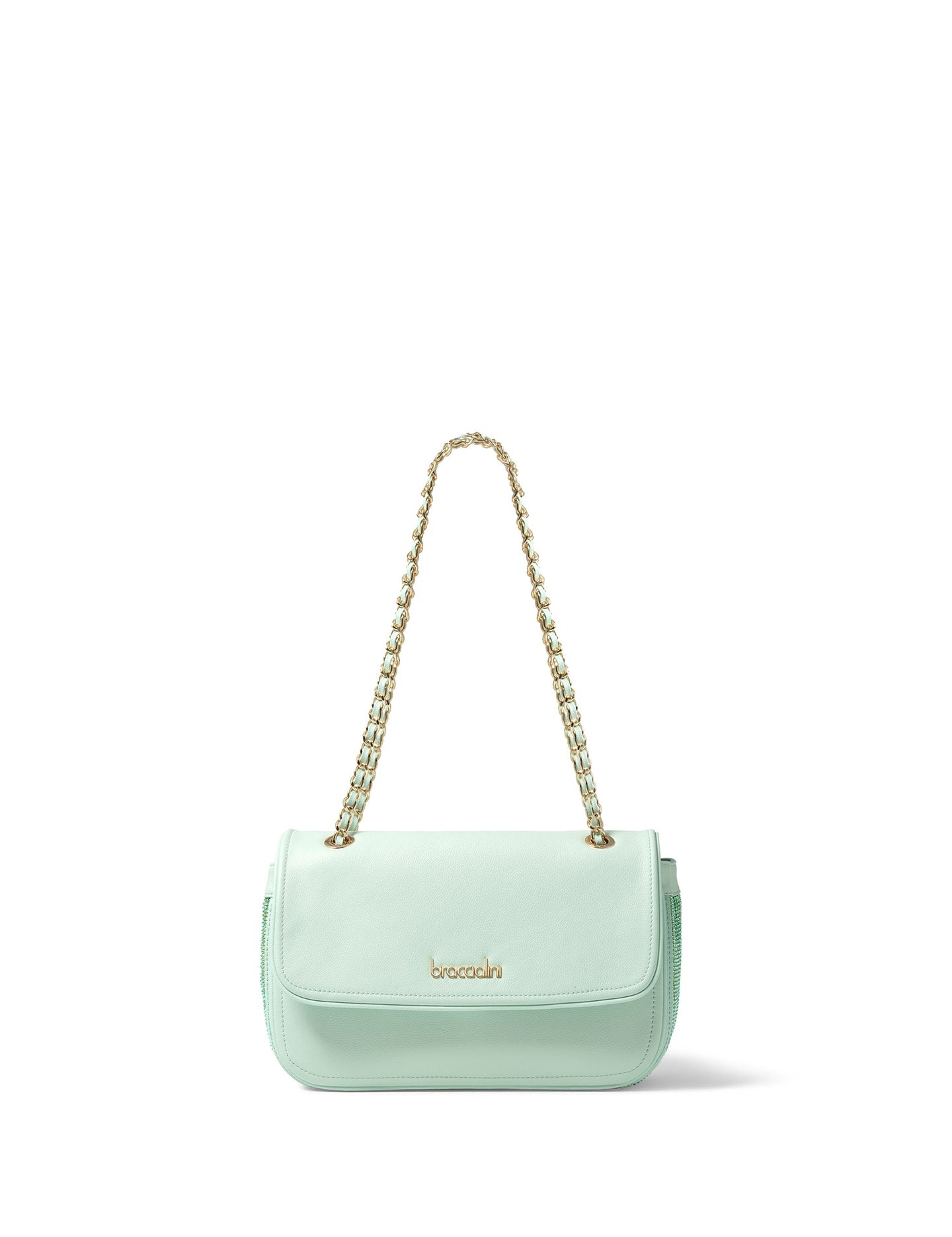 Borsa a Tracolla in Vera Pelle Celeste Braccialini