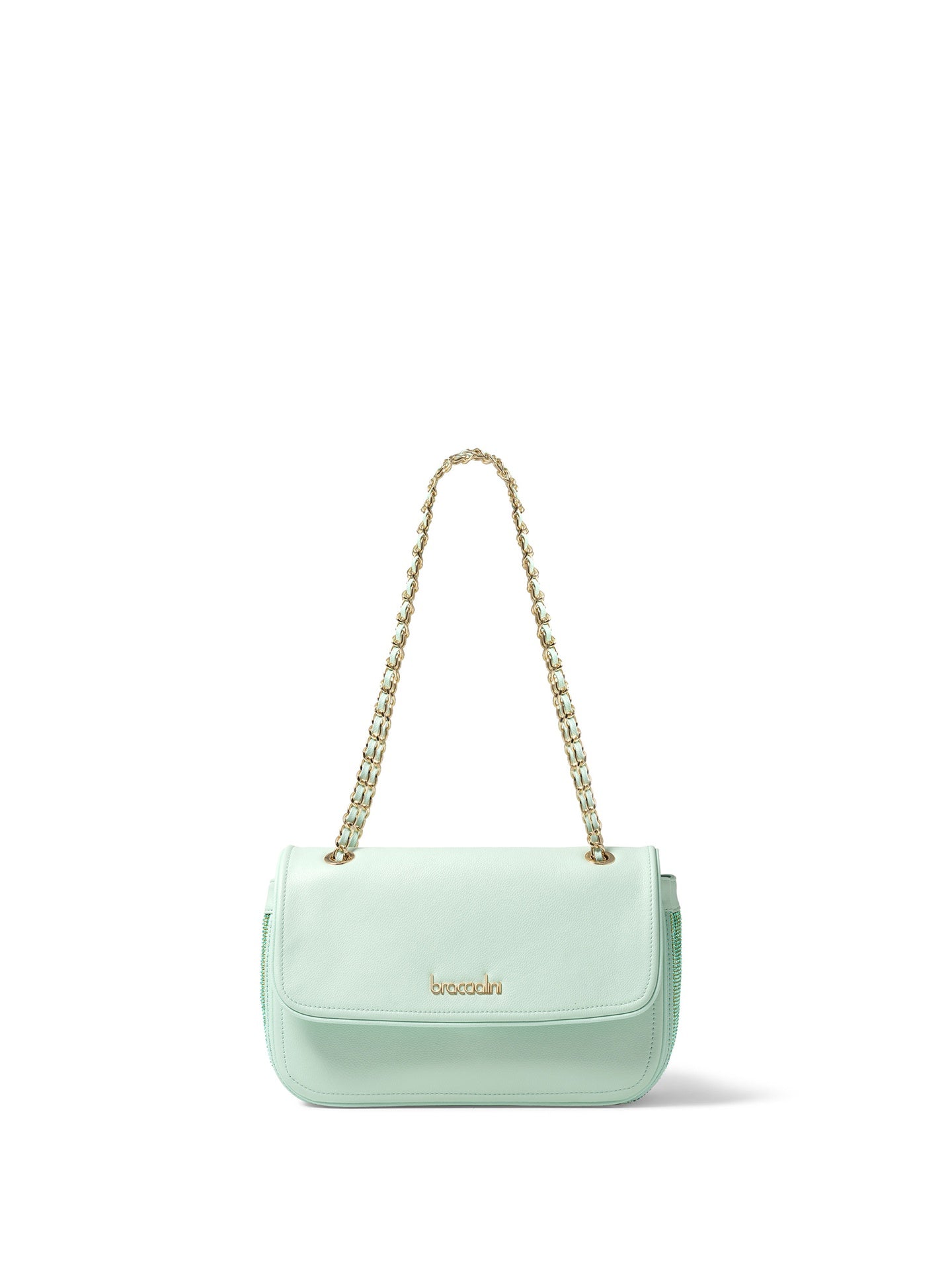 Borsa a Tracolla in Vera Pelle Celeste Braccialini