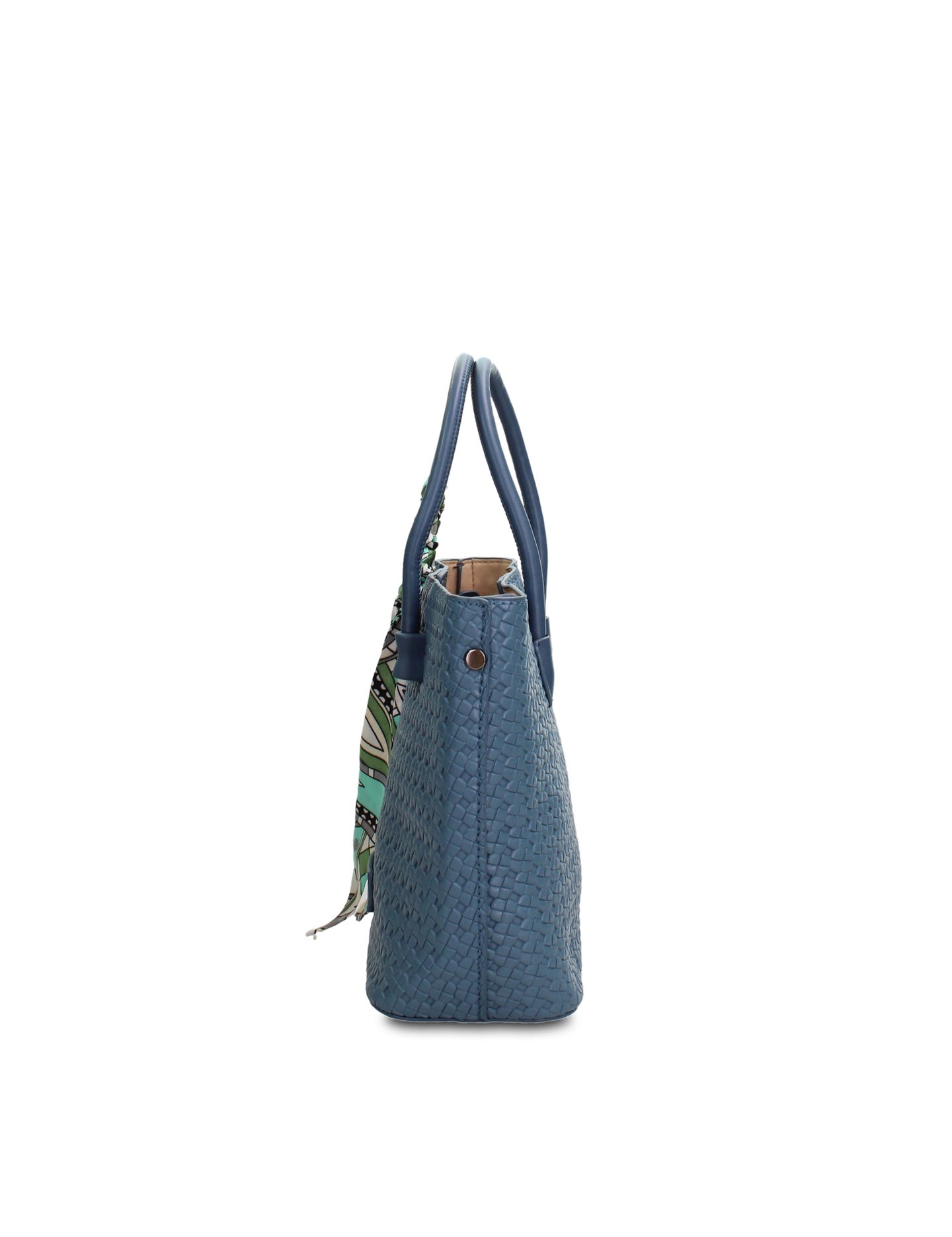Borsa a Mano in Pelle Vegana Blu Jeans