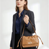 Borsa a Spalla in Pelle Vegana Marrone