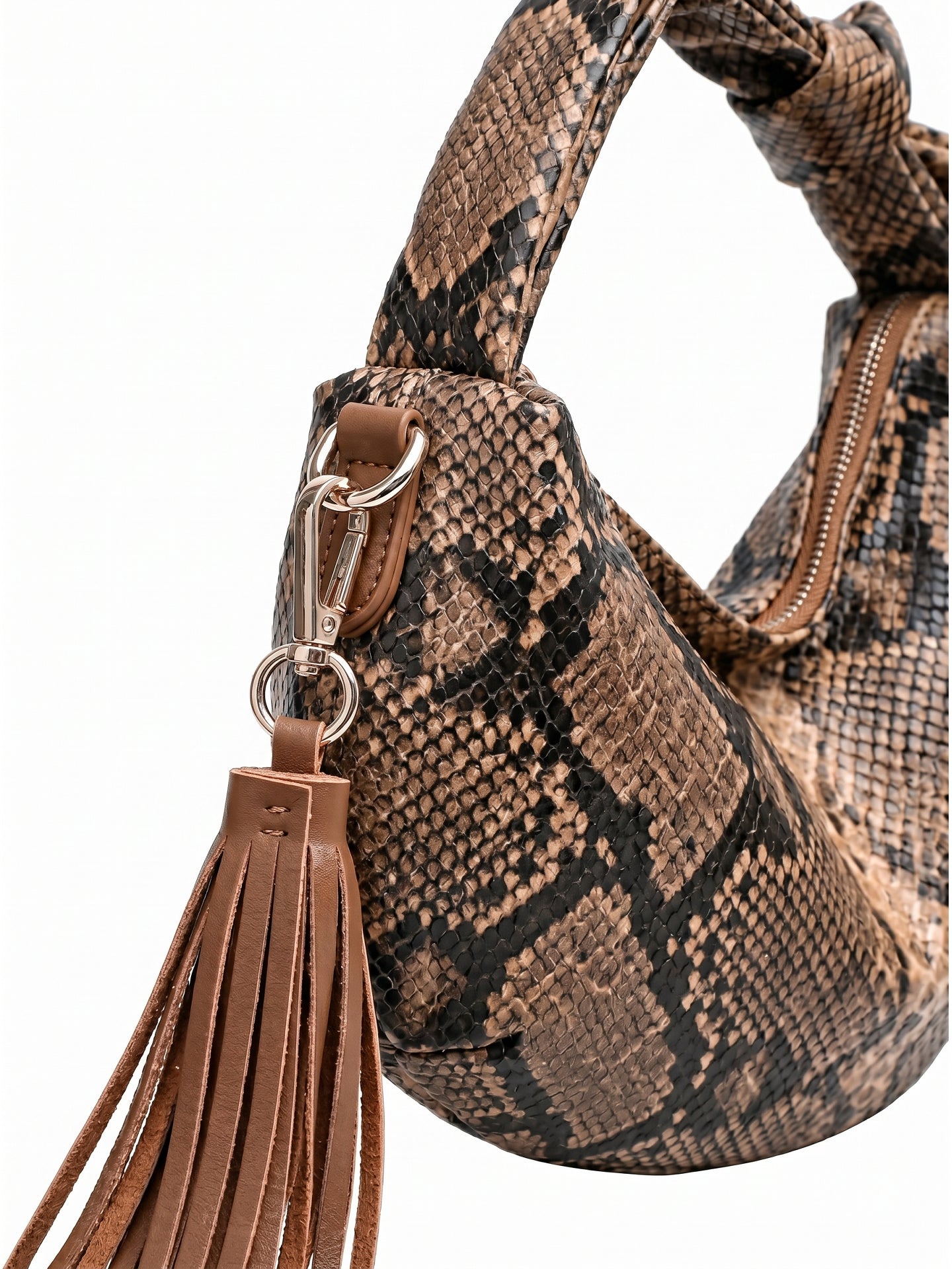 Borsa a Mano in Pelle Vegana Marrone