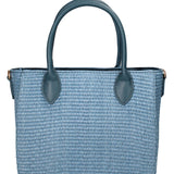 Handtasche aus veganem Leder in Jeansblau