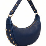 Borsa a Tracolla in Dollaro Leather Blu Jeans