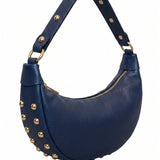 Borsa a Tracolla in Dollaro Leather Blu Jeans