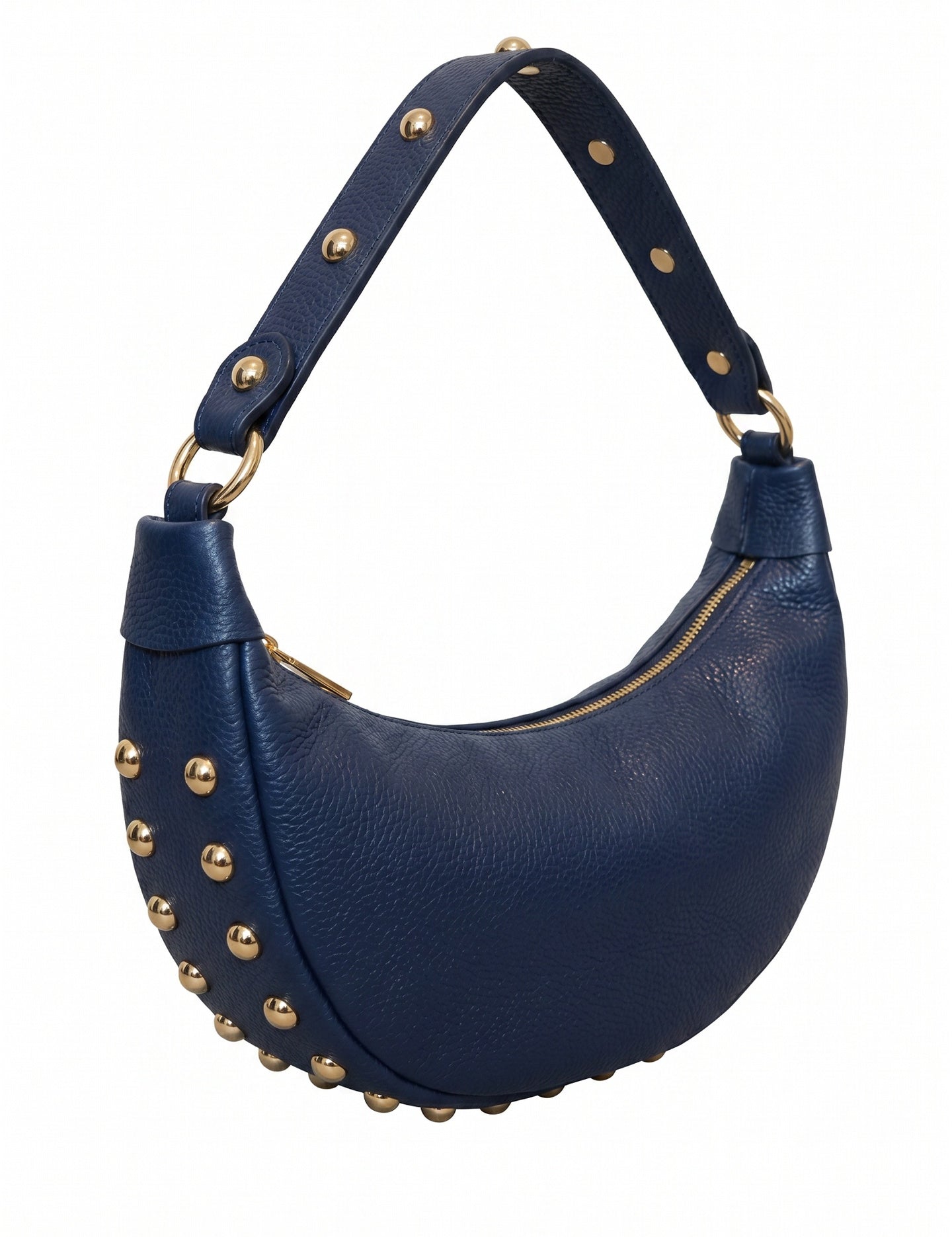 Borsa a Tracolla in Dollaro Leather Blu Jeans