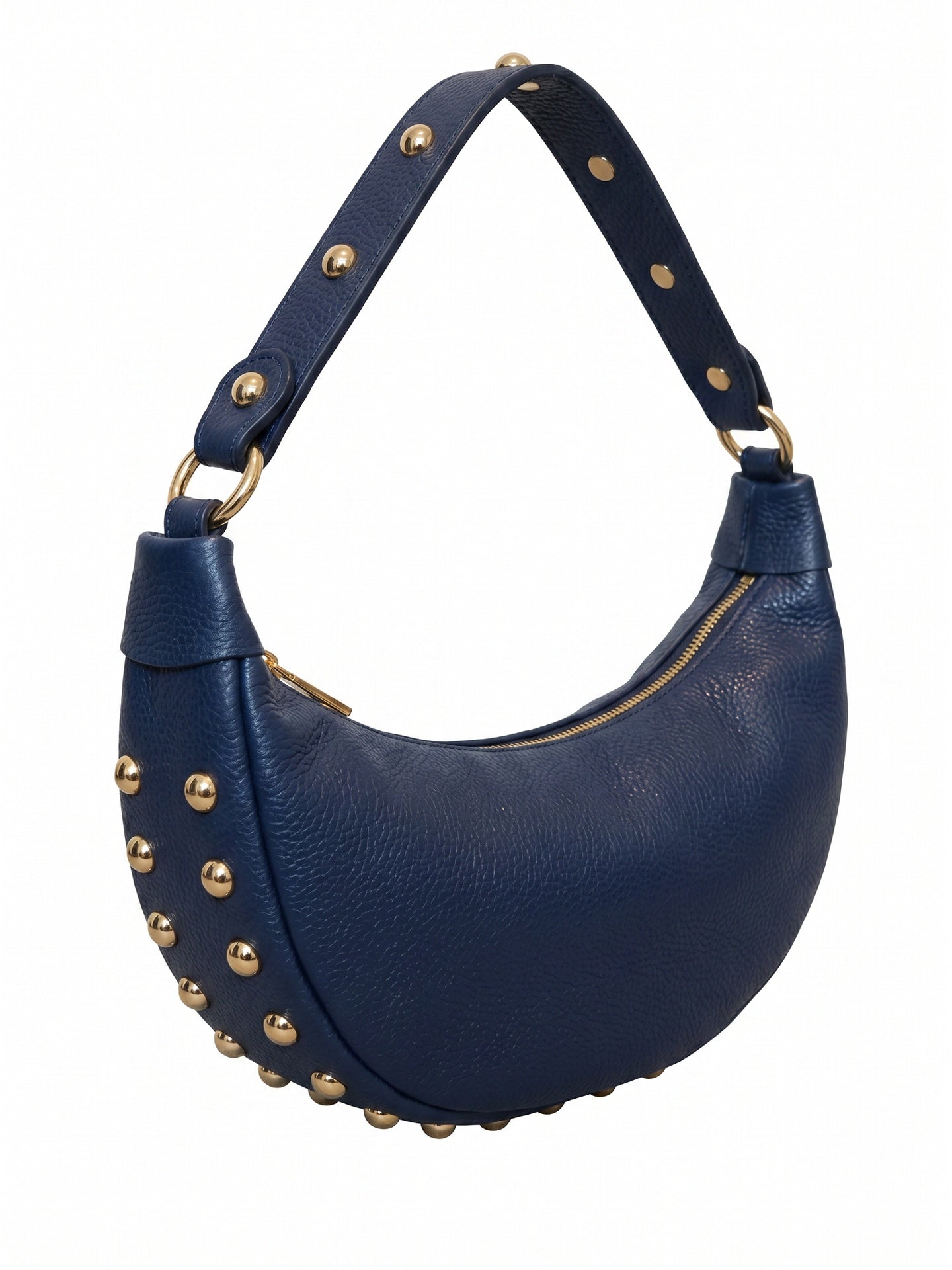 Borsa a Tracolla in Dollaro Leather Blu Jeans