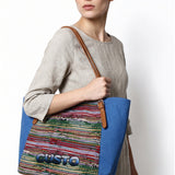 Borsa a Mano in Pelle Vegana Blu