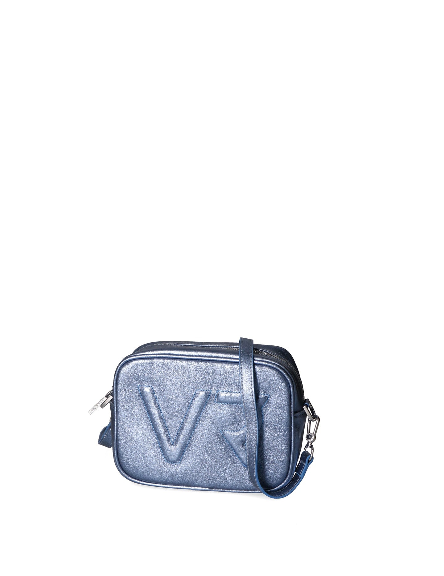 Borsa a Tracolla in Genuine Printed Suede Leather Azzurro