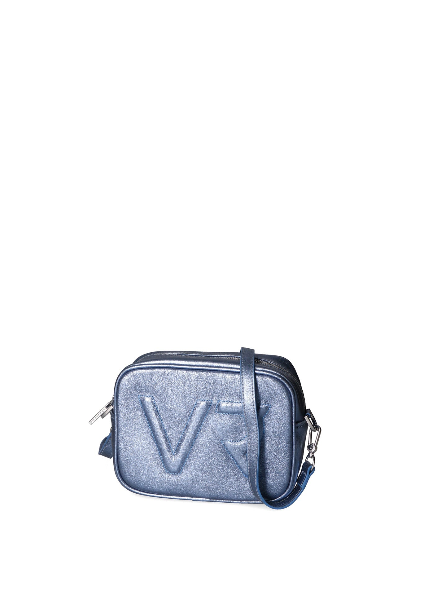 Borsa a Tracolla in Genuine Printed Suede Leather Azzurro