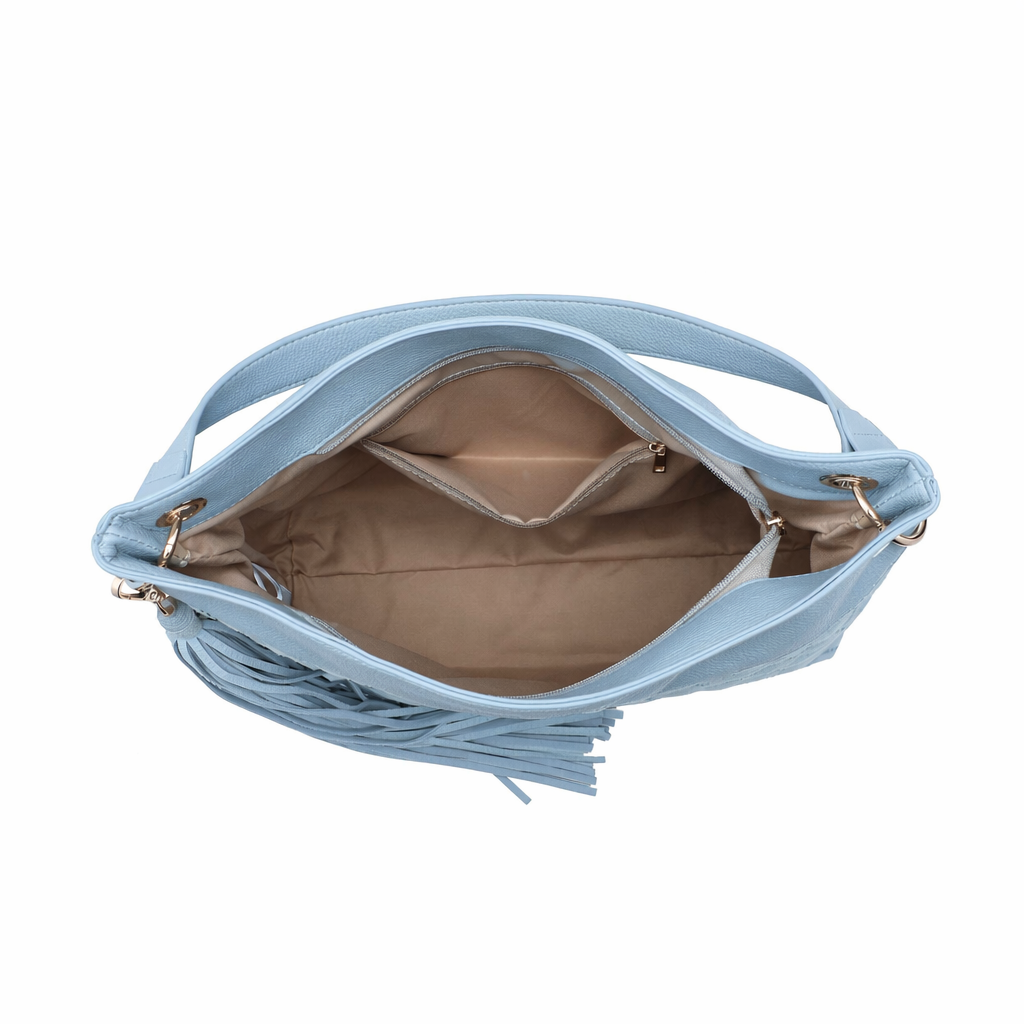 Borsa a Spalla in Pelle Vegana Blu