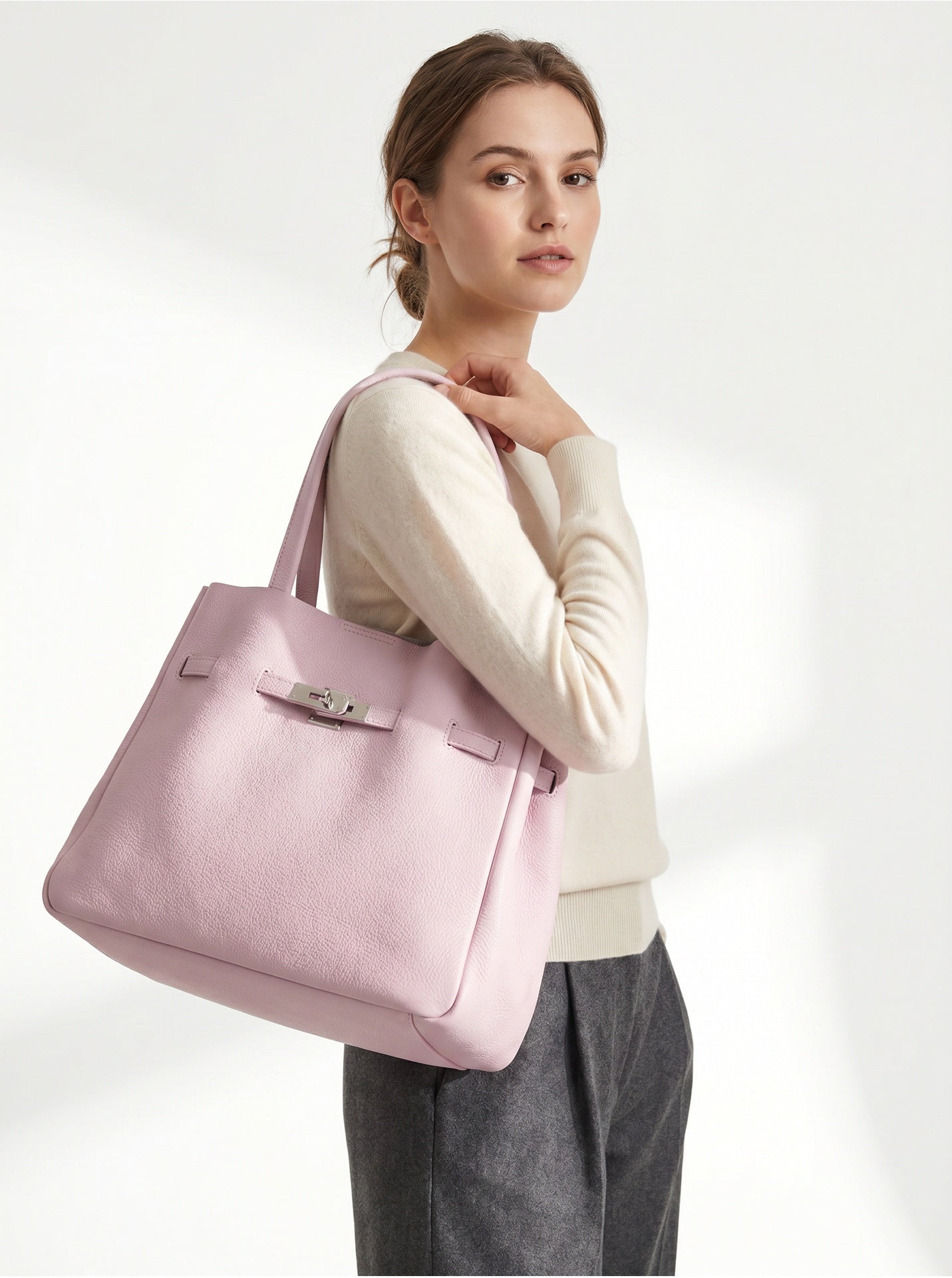 Borsa a Tracolla in Dollaro Leather Rosa