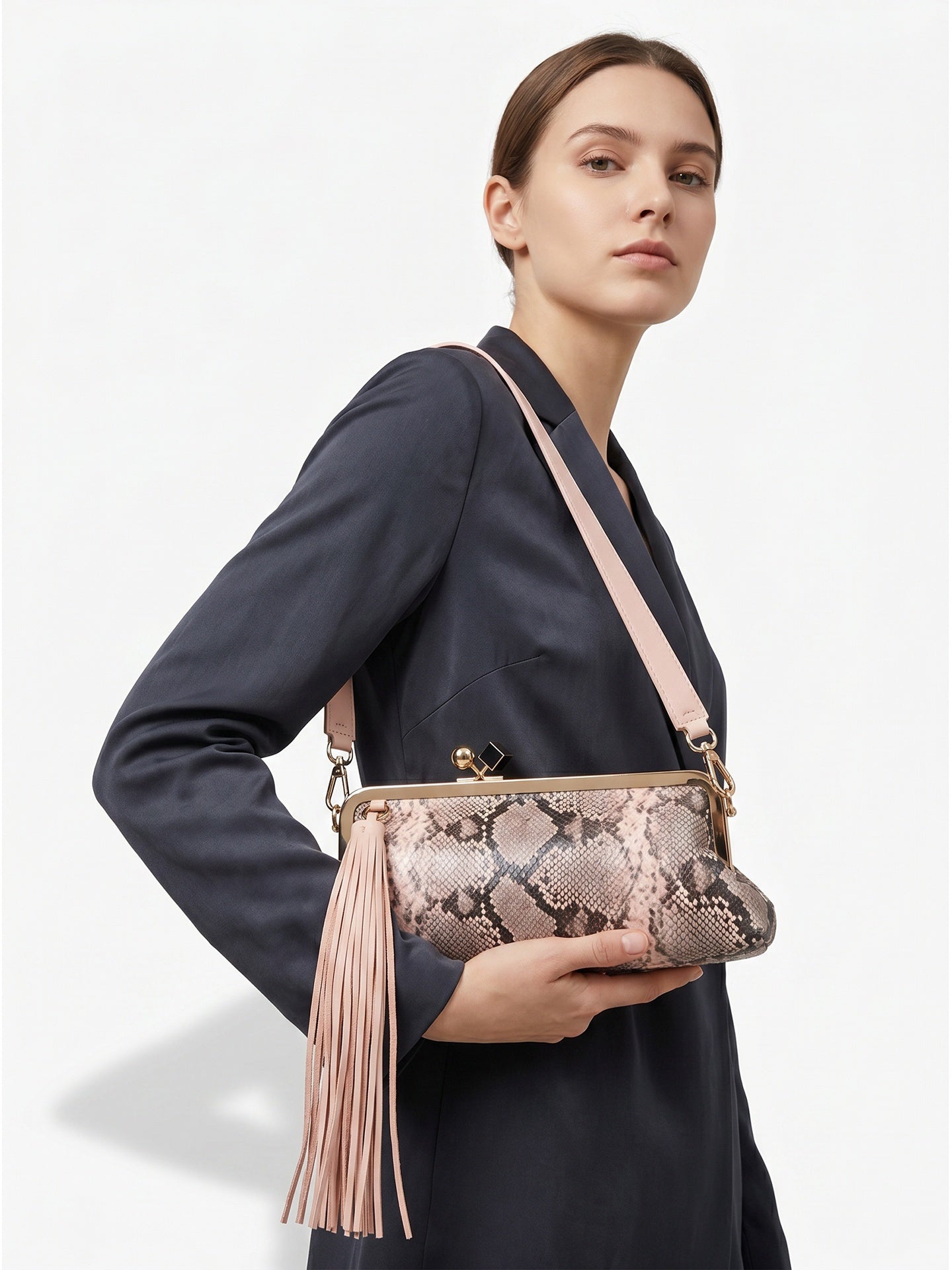 Borsa a Spalla in Pelle Vegana Rosa