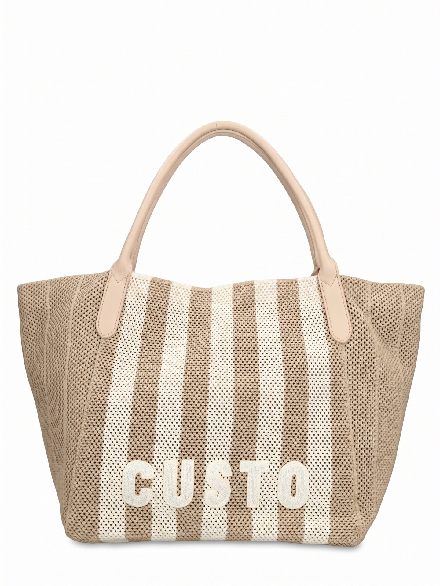 Borsa a Mano in Pelle Vegana Panna