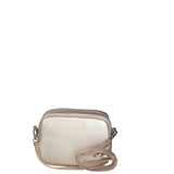 Borsa a Tracolla in Genuine Printed Suede Leather Argento