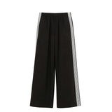 Pantaloni Donna in Cotone Nero e Panna